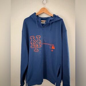 Men’s Majestic blue XL New York Mets 1/4 zip hooded sweatshirt.